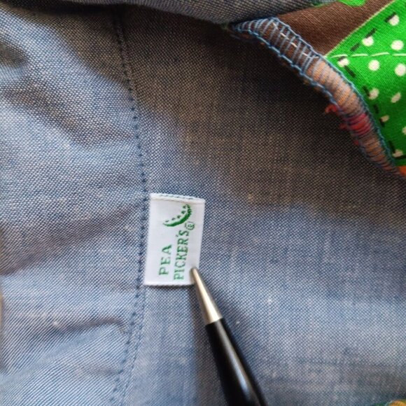 8 Vintage 1970's GIRLS Shirt QUILT TOP PRINT CHAMBRAY DENIM HIPPY Top NEW NWOT - Picture 5 of 6